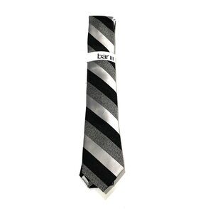 Bar III “Hall Stripe” Black Silver Gray Neck Tie NWT